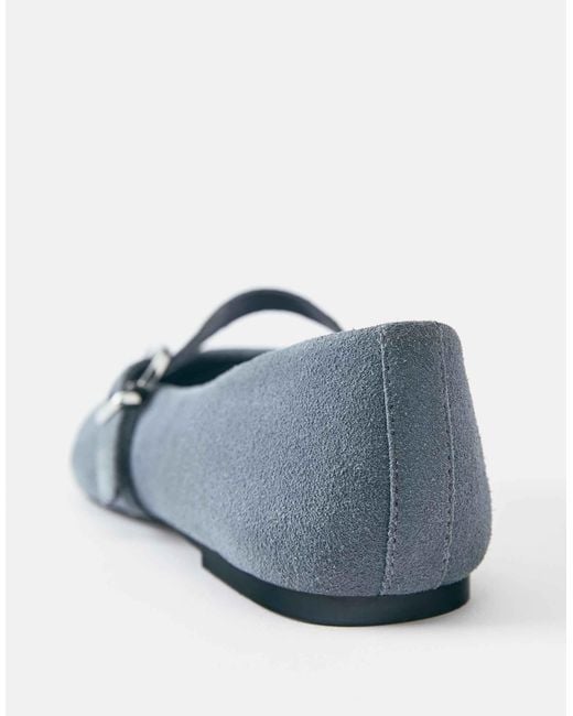 Pull&Bear Blue Leder-ballerinas