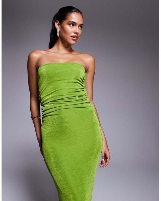 Vestito Lungo Fasciante Sinuoso A Doppio Strato Multiposizione di Aria Cove in Green