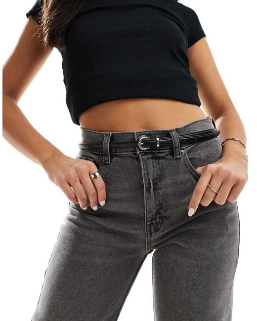 Vero Moda Black Skinny Silver Buckle Belt