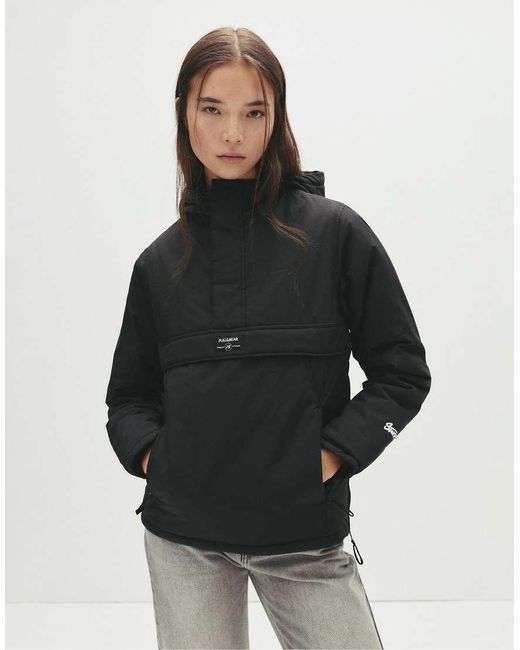 Pull&Bear Black Basic Hooded Jacket