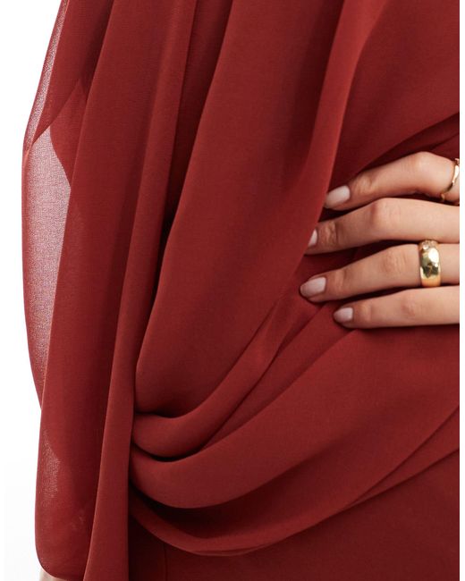 ASOS Red Bandeau Draped Maxi Dress