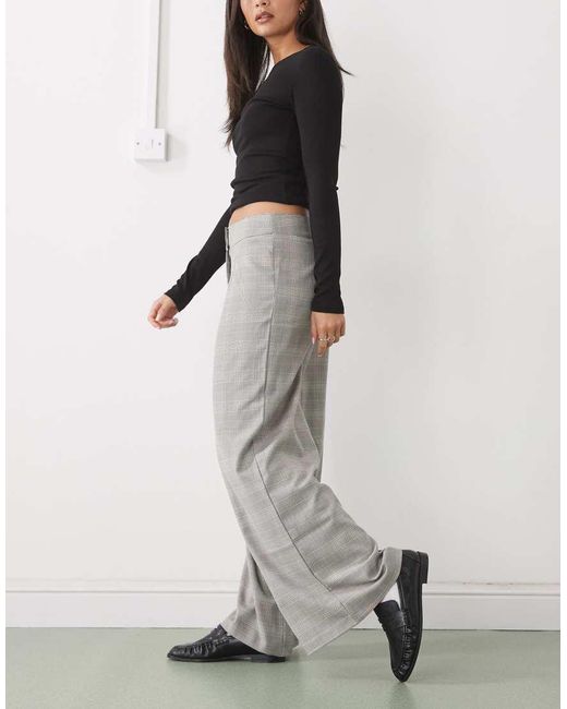Collusion Gray Low Rise Wide Leg Tailored Pants