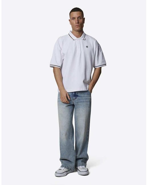 Good For Nothing White Monogram Short Sleeve Polo for men