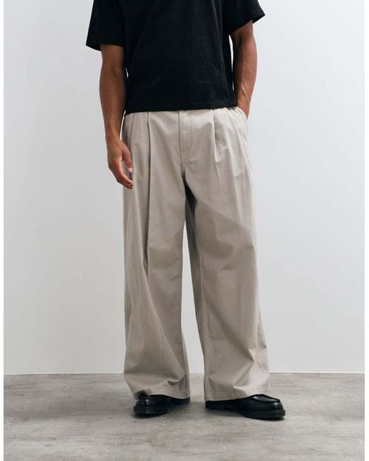 Weekday Multicolor Oversized Wide Leg Chino Trousers With Front Pleats for men