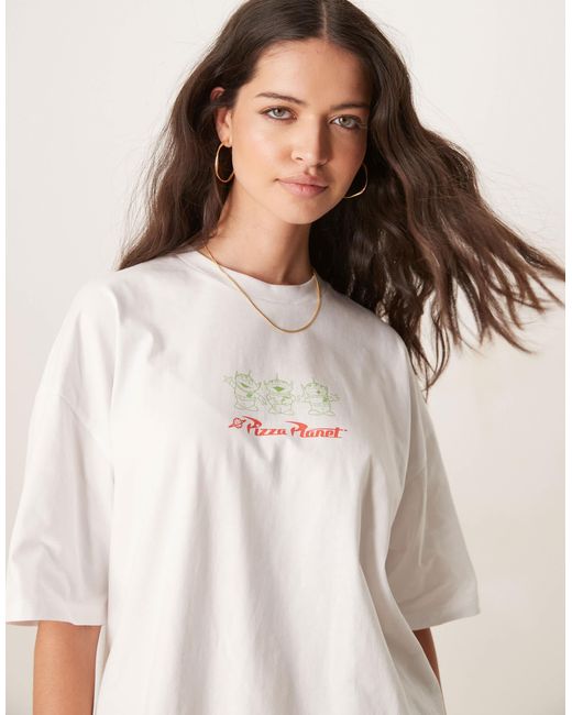 ASOS Blue Disney Pixar Unisex Oversized T-shirt With Toy Story Pizza Planet Prints