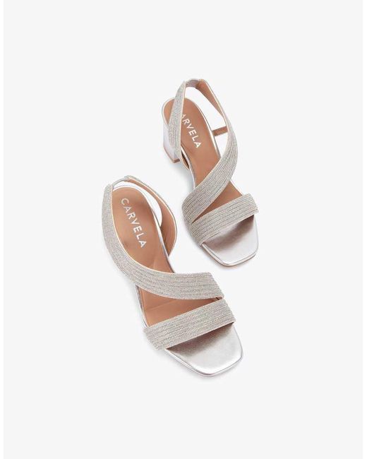 Carvela Kurt Geiger White Gala Block Jewel 60 Casual Heeled Sandals