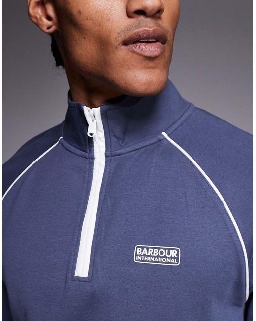 Barbour Blue Markford Half Zip Logo Sweatshirt for men