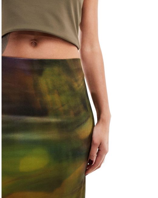 ASOS Green Satin Twill Maxi Skirt