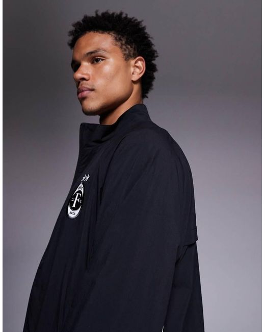 Faded Store Blue Nylon Football Jacket Co-Ord for men