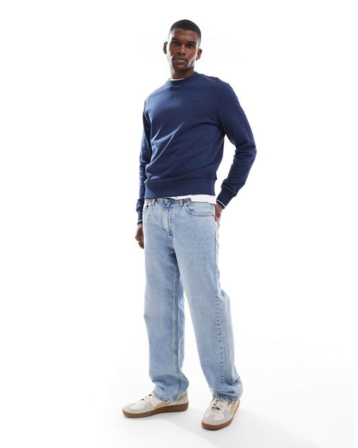 Fred Perry Blue Crew Neck Sweatshirt for men