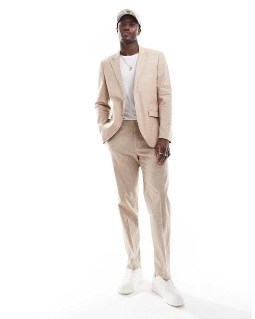 Jack & Jones Natural Premium Linen Mix Slim Fit Trouser for men