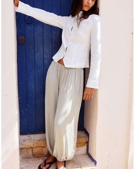 Pull&Bear Brown Satin Sarouel Trousers
