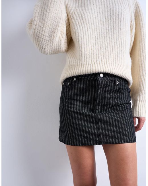 TOPSHOP White Denim Pelmet Mini Skirt