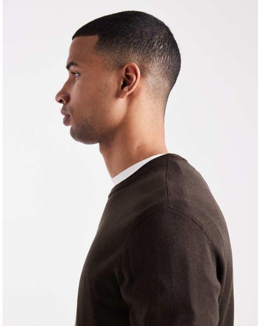 Jersey Con Cuello Redondo De Threadbare de hombre de color Black