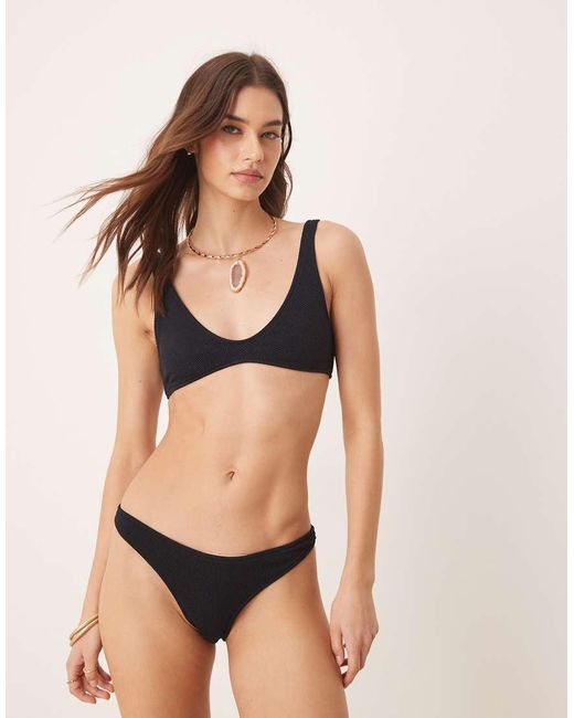 Mango Black Textured Bikini Top