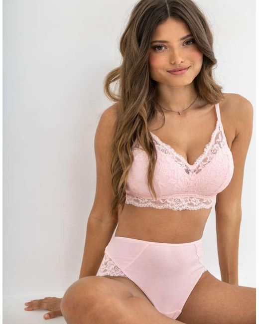 Pour Moi Natural Love To Lounge Lace And Modal Rib Non Wired Bra