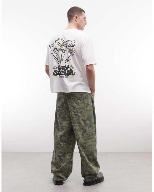 ASOS White Boxy Oversized T-shirt With Floral Graphic for men