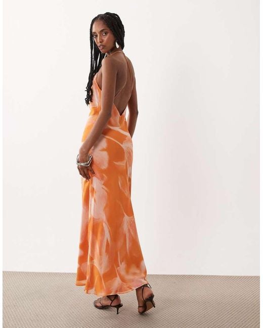 Mango Orange Strappy Maxi Dress