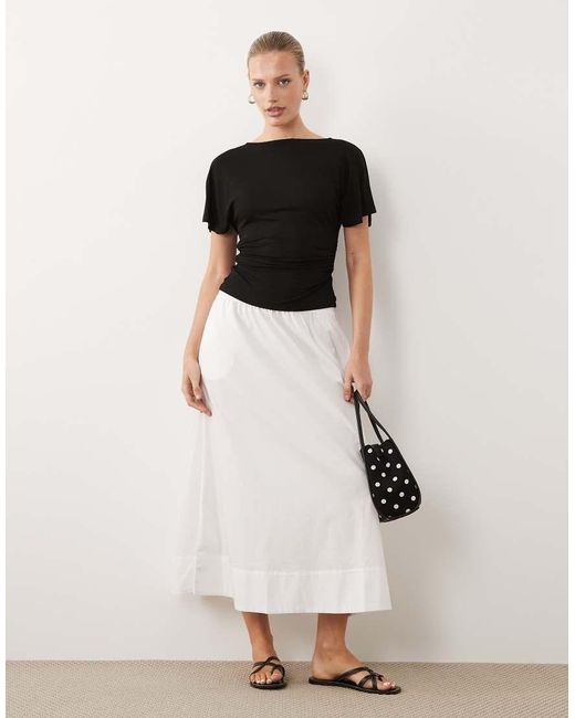 ASOS Black Cinch Waist Angel Sleeve Tee With V Back Detail