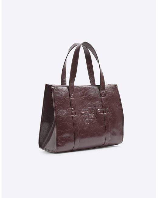 River Island Brown Faux Leather Embossed Shopper Bag