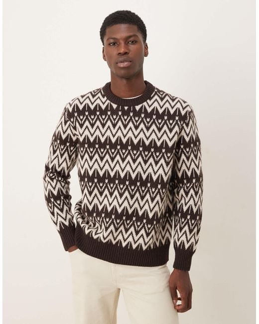 SELECTED Brown Crew Knitted Jumper for men