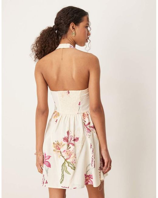 ASOS Mini Jurk Met Godet Zoom En Halternek in het Natural