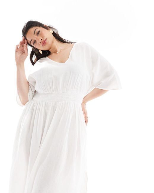 Yours White Linen Look Maxi Dress