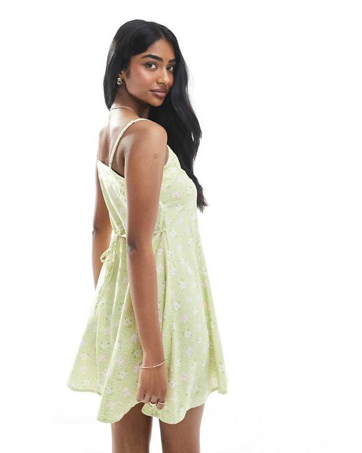 Miss Selfridge White Button Through Spun Mini Dress Floral
