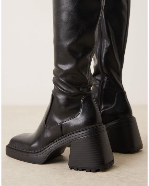 ASOS Natural – charly – kniehohe absatz-stiefel