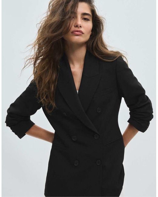 Stradivarius Black Fitted Blazer With Buttons