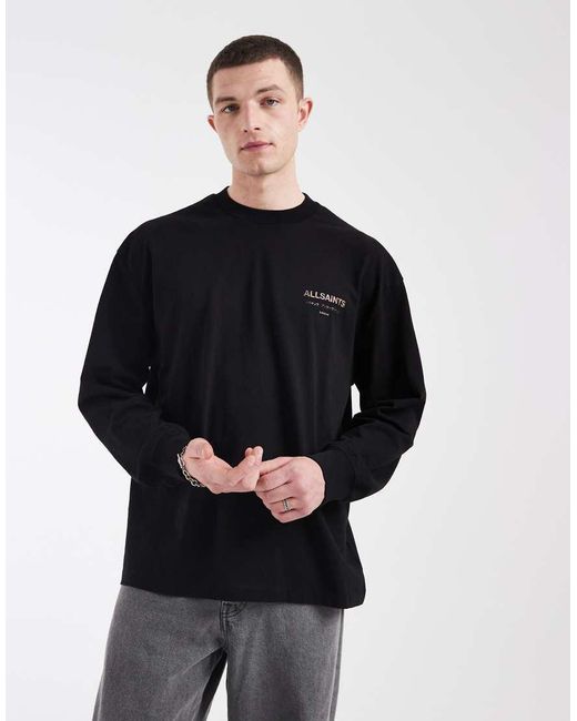 AllSaints Black Underground Long Sleeve T-Shirt for men