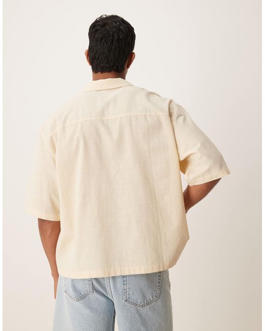 Chemise coupe carrée oversize avec col à revers et broderie sur la poitrine - beige ASOS pour homme en coloris Natural