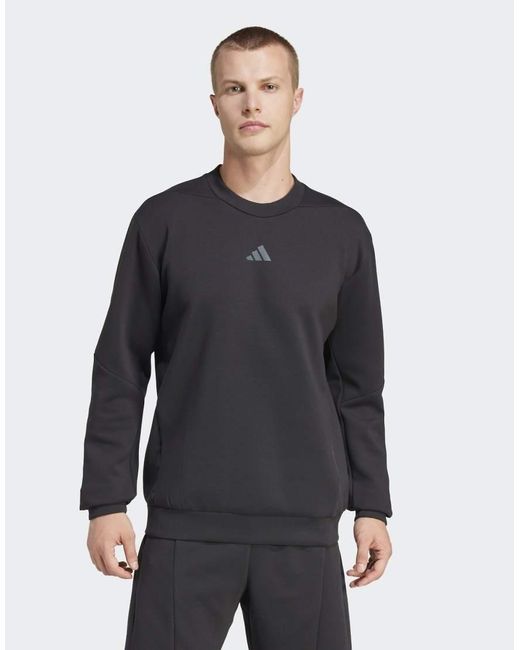 Adidas Originals Gray Designed For Training Crew Sweatshirt for men