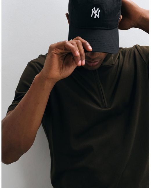 SELECTED Black Half Zip Polo for men