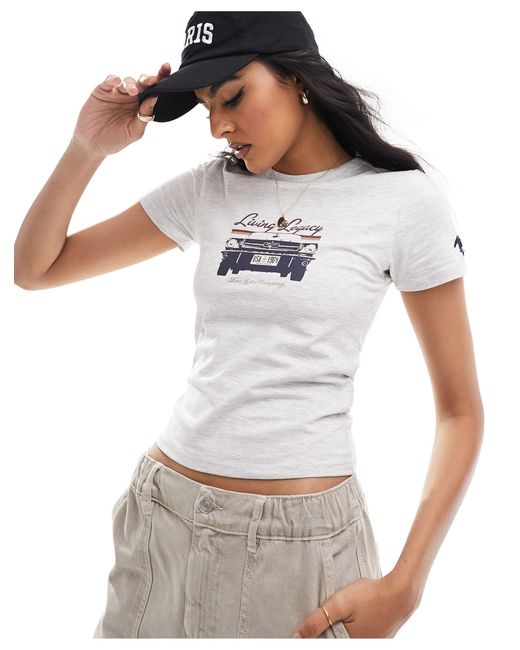 Camiseta suelta con ribetes y estampado gráfico Cotton On de color White