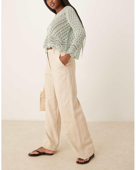 Abercrombie & Fitch Natural Curve Love Linen High Rise Tailored Trousers