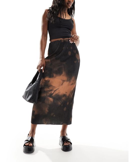 ASOS Black Plisse Midi Skirt