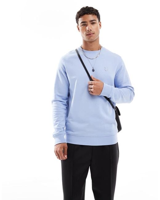Lyle & Scott Blue Mid Layers Superfine Crew Neck Sweatshirt for men