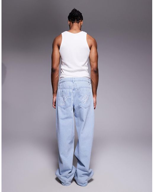 Liquor N Poker Blue baggy Carpenter Jeans for men