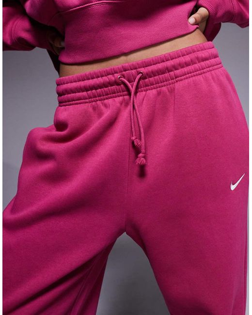 Nike Pink Phoenix Fleece High Waisted Oversized Cuffed Joggers