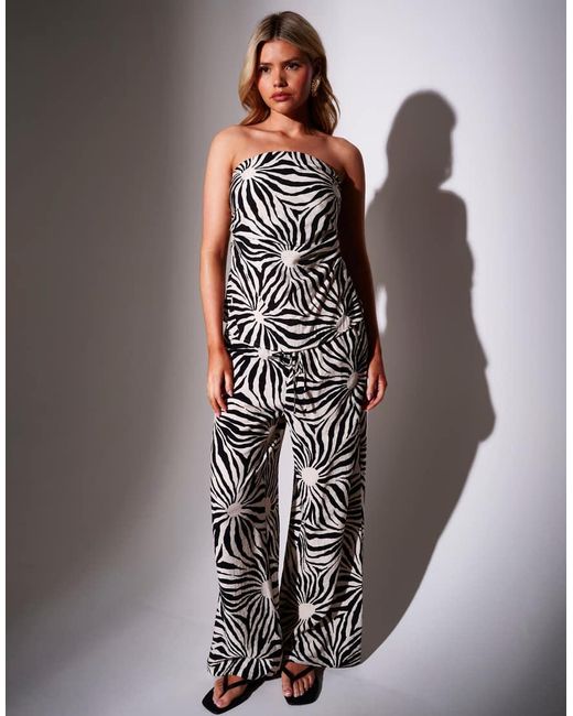 South Beach Multicolor Sunburst Textured Wide Leg Trousers