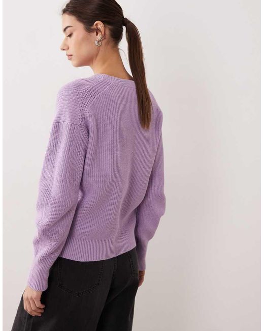 JJXX Purple Crew Neck Ribbed Sweater