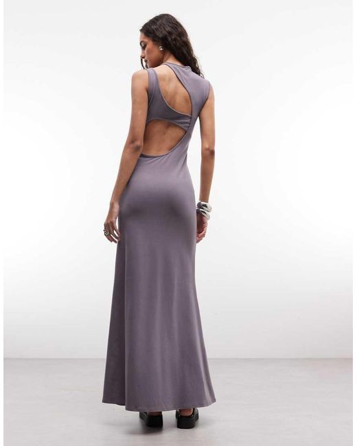 Weekday Purple Maxi Dress With Cut Out Back And Shoulder Detail