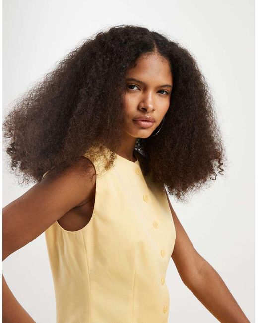 Vero Moda Natural Sleeveless Tailored Button Front Mini Dress