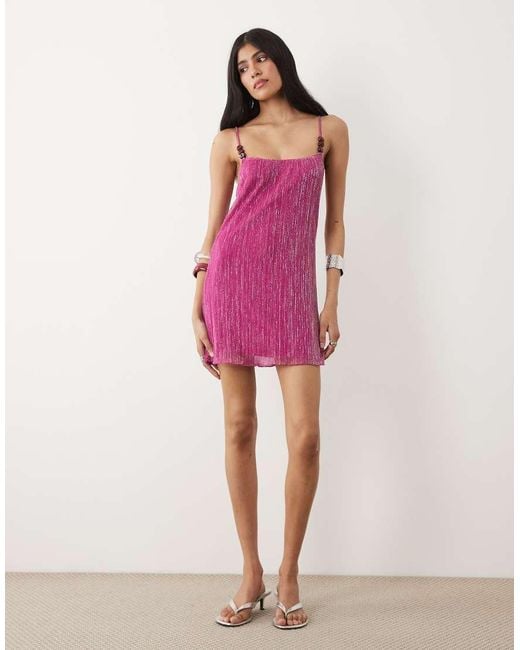 Motel Pink Cerita Plisse Mini Dress