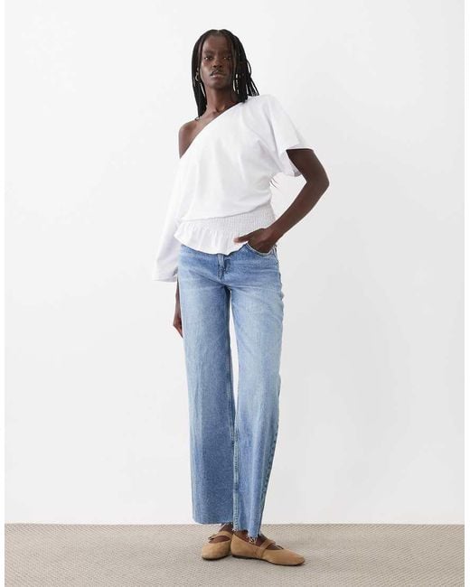 ASOS White Cinched Waist Detail T-Shirt