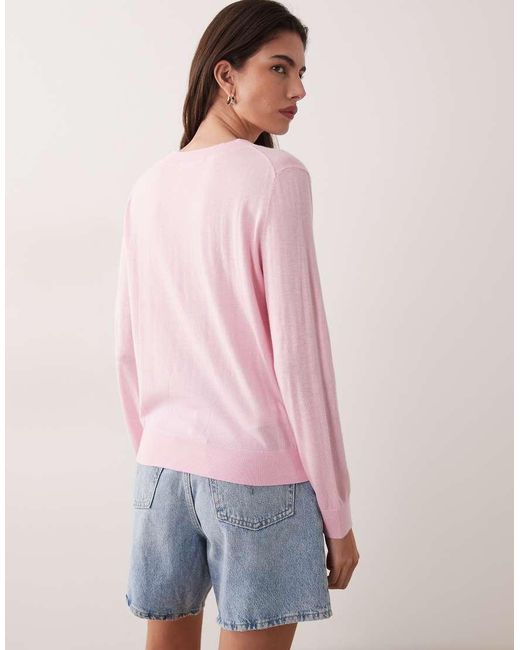 Mango Pink Lightweight Knitted V Neck Top