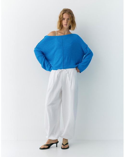 Pull rayé à surpiqûres - profond Pull&Bear en coloris Blue