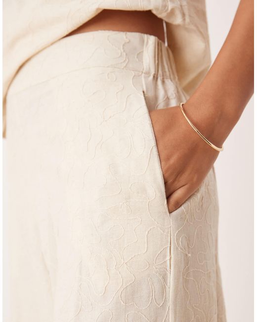 ASOS Natural Asos Deisign Embroidery Detail Co-ord Trouser