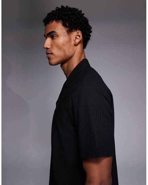South Beach Black Seersucker Shirt for men